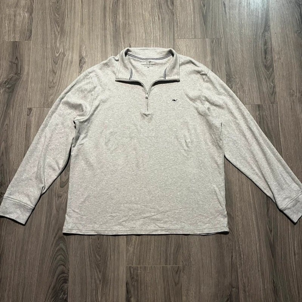 Vineyard Vines Men's XL Gray 100% Cotton Quarter Zip Pullover Sweater
